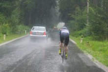 Schon nach wenigen Kilometern: Schwere Regenfälle bei Mattighofen am Donnerstag, 25. August 2016