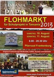 PAPO Flohmarkt für Schulprojekt in Tansania am Donnerstag,  8. August 2013